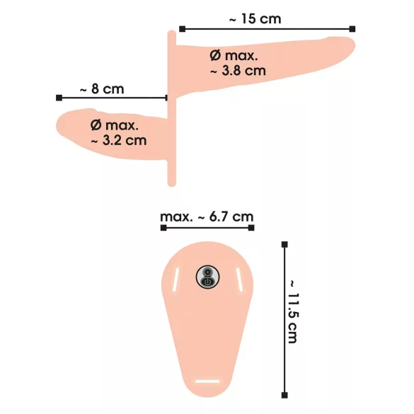 You2Toys - strap-on dvojni vibrator - naravna barva