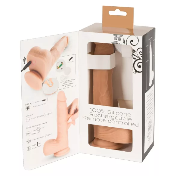 You2Toys - realistični vibrator z gibanjem - naravna barva