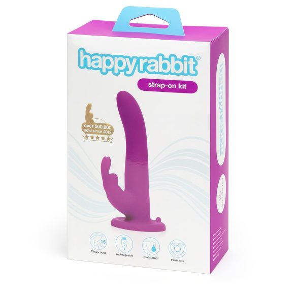 Happyrabbit - pas za pripenjanje z vibratorjem - zajček - vijoličen