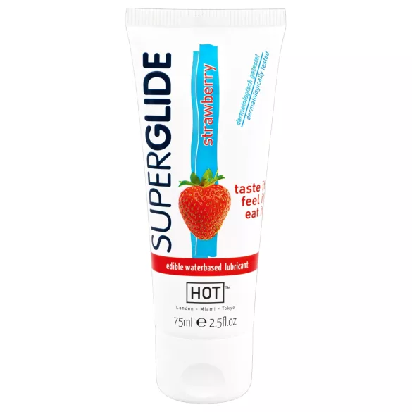 HOT Superglide - jedilno lubrikant gel - jagoda - 75 ml