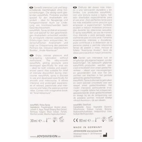easyANAL - analni negovalni in lubrikantni set - 2 kosi