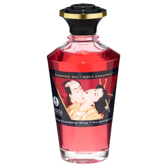 Shunga - masažno olje s toplim učinkom - jagoda šampanjec - 100ml