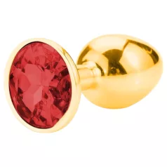 Sunfo - analni čep iz kovine - rdeči kamen - zlata barva