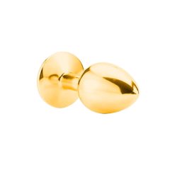 Sunfo - kovinski analni dildo s kamnom (zlato rdeč)