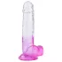 Sunfo - dildo s modom za prisesanje in testisi - 22 cm - prozorno vijolična