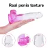 Sunfo - dildo s modom za prisesanje in testisi - 22 cm - prozorno vijolična