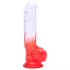 Sunfo - dildo s priseskom in modaži - 21 cm - prozorno rdeča