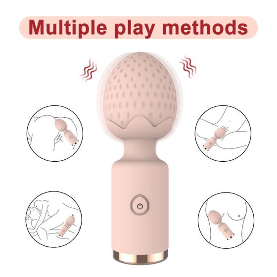 Sunfo Strawberry - vodoodporni mini masažni vibrator z možnostjo polnjenja (roza)