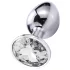 Sunfo - analni čep kovinski s belim kamnom - srebrn