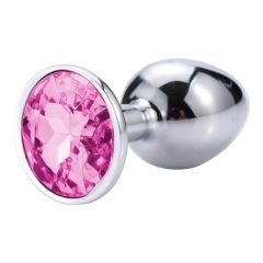   Sunfo - kovinski analni dildo s kamnom (srebrno-rožnate barve)