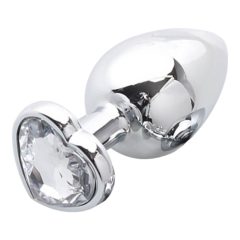   Sunfo - kovinski analni dildo s kamnom v obliki srca (srebrno-bel)