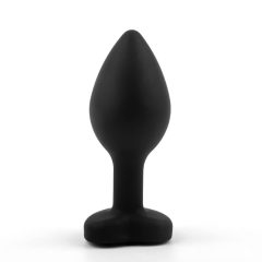   Sunfo - Silikonski analni dildo s kamnom v obliki srca (črno-bel)