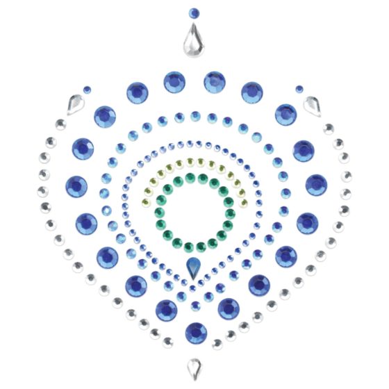 Komplet intimnega nakita z bleščečimi diamanti - 3 deli (zeleno-modri)