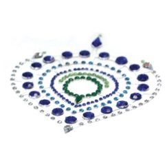   Komplet intimnega nakita z bleščečimi diamanti - 3 deli (zeleno-modri)