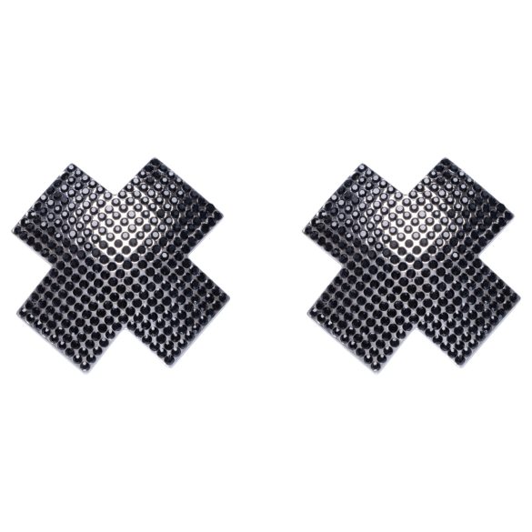 Cottelli - nalepka za bradavice X s kristalčki - črna