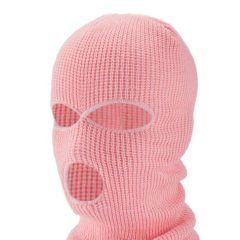 Balaklava - pletena maska s 3 odprtinami (roza)