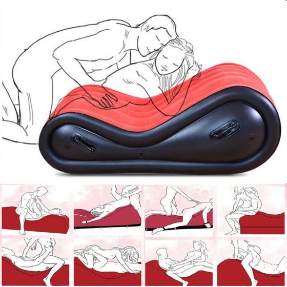 Magic Pillow - Napihljiva seks postelja - z ročaji - velika (rdeča)