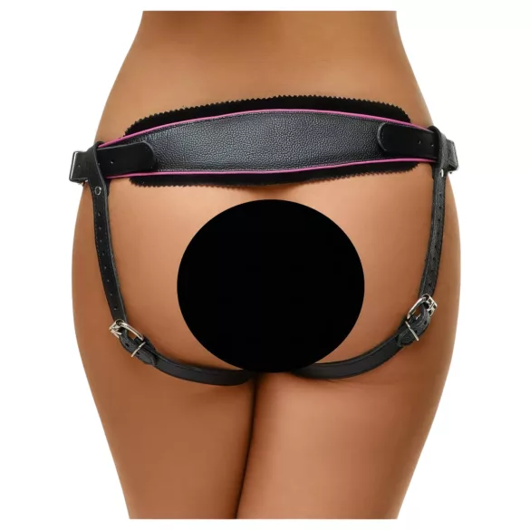 ZADO - usnje spodnje perilo z nastavkom za pripenjanje dilda za BDSM (črno, S-L)