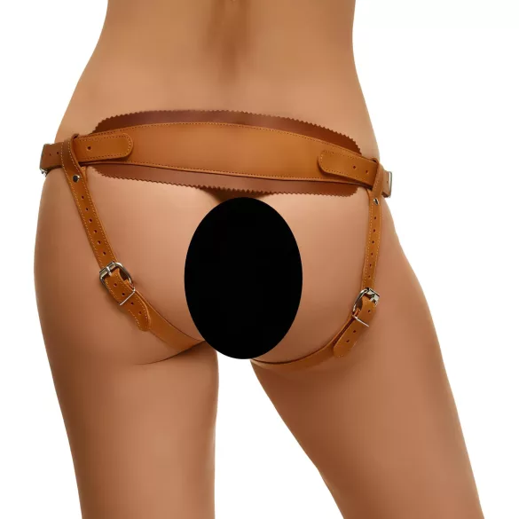 ZADO - usnjene spodnjice za pas za strap-on - rjave