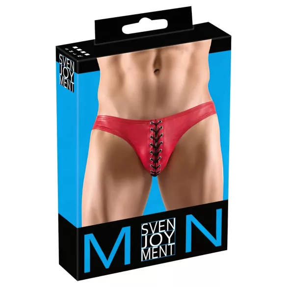 Svenjoyment - moške spodnje hlače z vezalkami - črna/rdeča