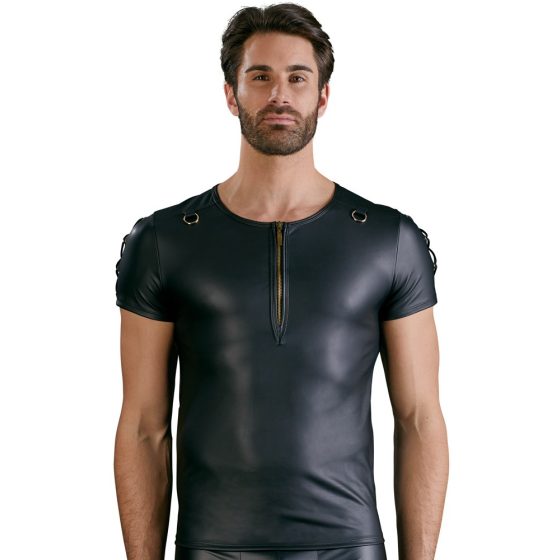 NEK - moška majica s kratkimi rokavi z mat učinkom (črna) - M