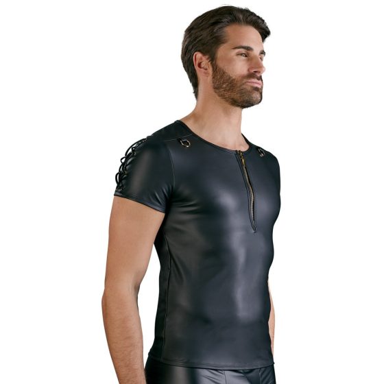 NEK - moška majica s kratkimi rokavi z mat učinkom (črna) - L