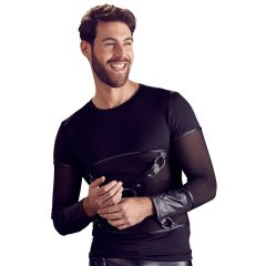   NEK - Moška majica z dolgimi rokavi in križnimi trakovi (črna)