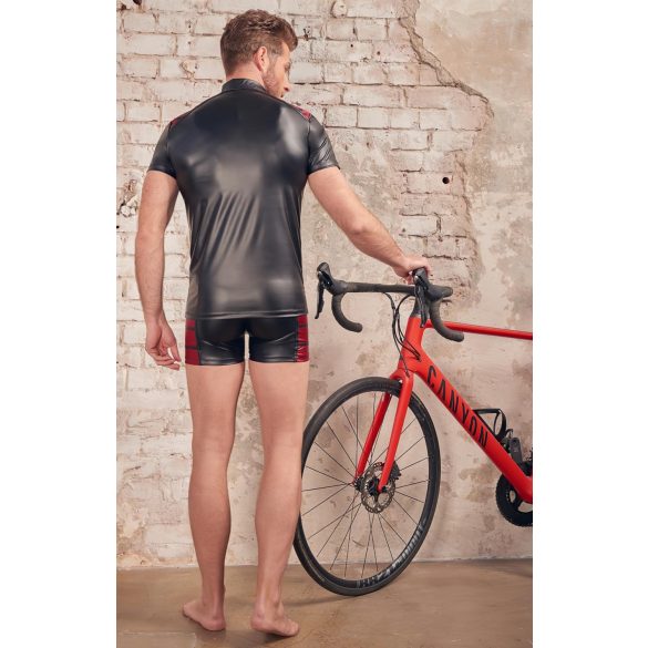 NEK - moška majica na zadrgo z rdečimi vložki (črna)