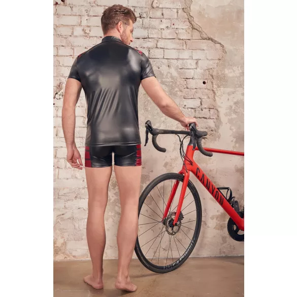 NEK - moška majica z zadrgo - rdeči vstavki - črna - M