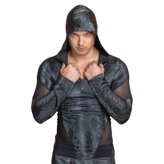 NEK - moška majica s kapuco s potiskom kačje kože (črna) - M