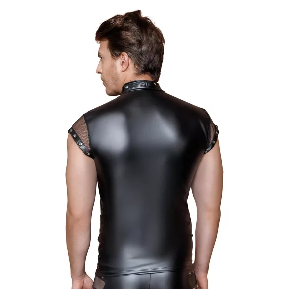 NEK - moška majica z mrežastimi vložki in zakovicami (črna)