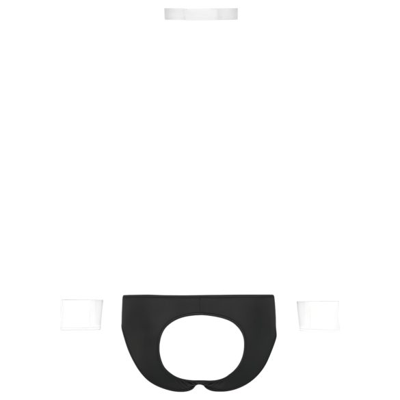 Svenjoyment - moške tangice kostum natakar - črno-bela