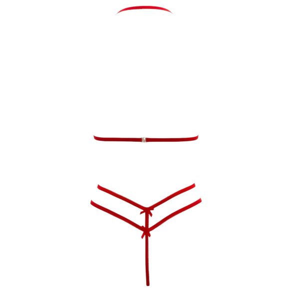 Cottelli - odprt, čipkast nedrček komplet (rdeč) - L