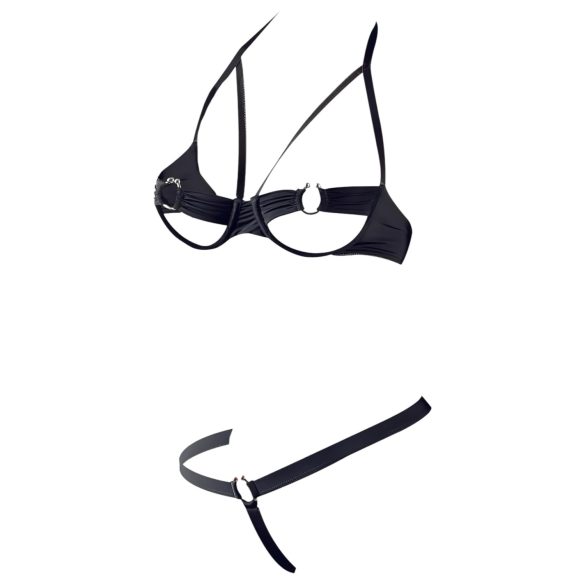 Cottelli - Črn nedrček s kovinskimi obročki set - 85B/L