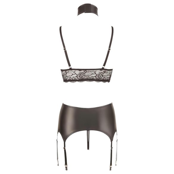 Cottelli Bondage - Čipkast sijoči komplet spodnjega perila (4 deli) - L