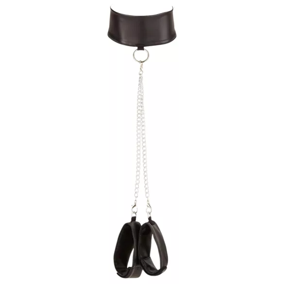 Cottelli Bondage - komplet perilo s čipko - štiridelni komplet - črna - XL