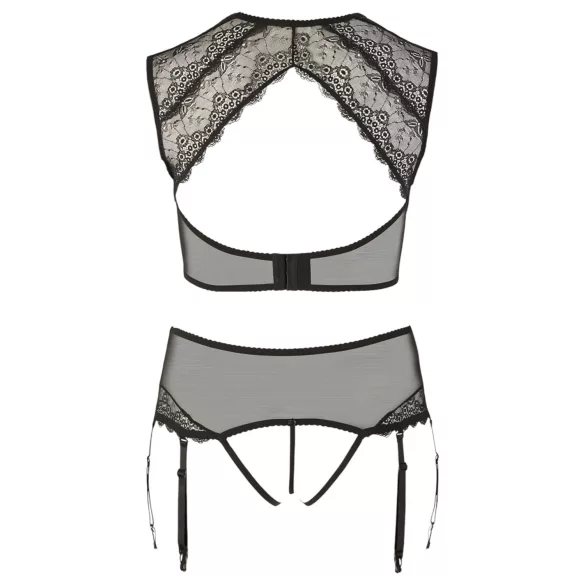 Cottelli Plus Size - komplet perilo s kristalčki - čipka črna