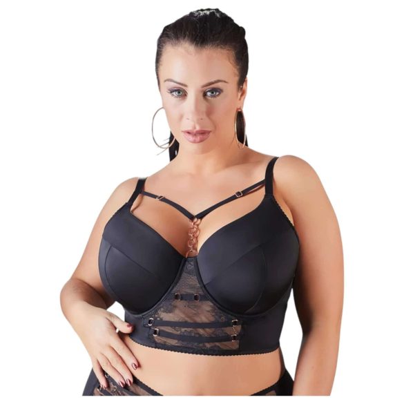 Cottelli Plus Size - čipkast nedrček z naramnicami (črna) - 95F