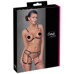   Cottelli - verižni okrasni body pas - 2-delni komplet - črna - M