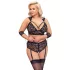 Cottelli Bondage Plus Size - čipkasti nedrček komplet (črn)