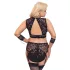 Cottelli Bondage Plus Size - čipkasti nedrček komplet (črn) - 4XL