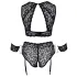 Cottelli Bondage Plus Size - čipkasti nedrček komplet (črn) - 4XL