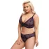 Cottelli Plus Size - prosojen vzorčast modrček set (vijolična)