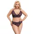 Cottelli Plus Size - prosojen vzorčast modrček set (vijolična) - 2XL