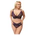 Cottelli Plus Size - prosojen vzorčast modrček set (vijolična) - 2XL