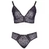 Cottelli Plus Size - prosojen vzorčast modrček set (vijolična) - 2XL