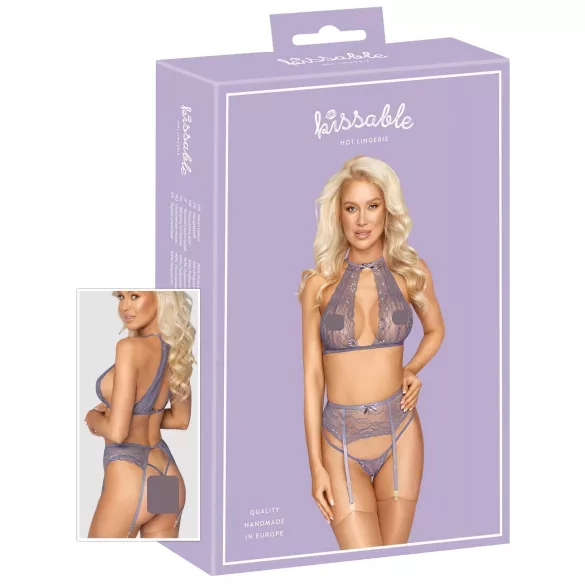 Kissable - komplet čipkasto perilo - vijolična