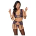 Cottelli Bondage - perilo set in zapestnice (črno-vijolična) - XL