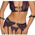 Cottelli Bondage - perilo set in zapestnice (črno-vijolična) - XL