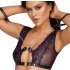 Cottelli Bondage - perilo set in zapestnice (črno-vijolična) - XL
